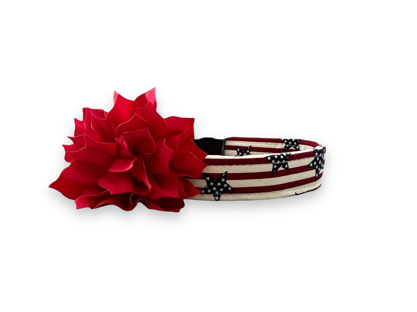 Rustic Stars and Stripes Dog Collar with Flower
