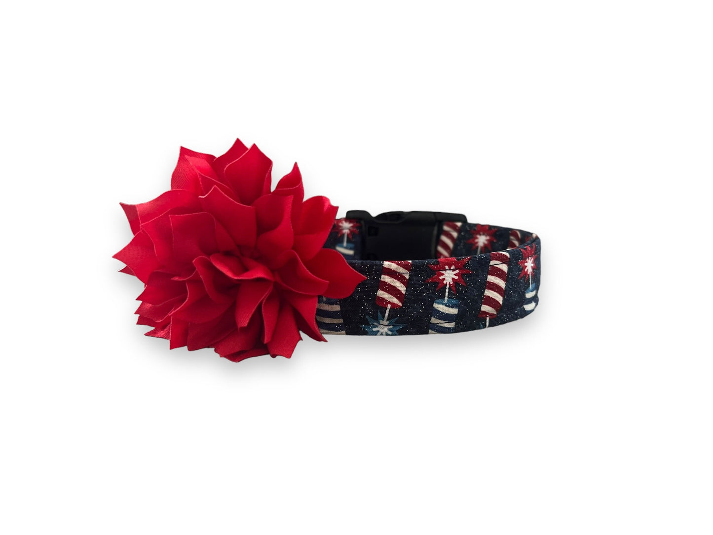 Patriotic Sparkler Dog Collar with Flower