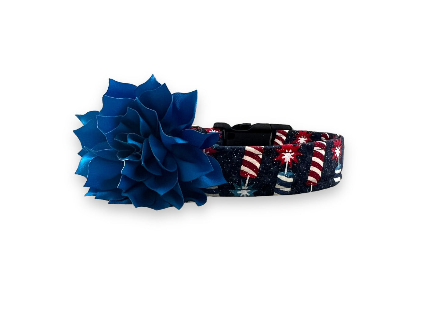 Patriotic Sparkler Dog Collar with Flower
