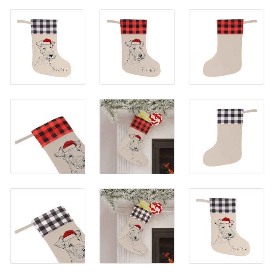 Personalized Airedale Terrier Dog Christmas Stocking