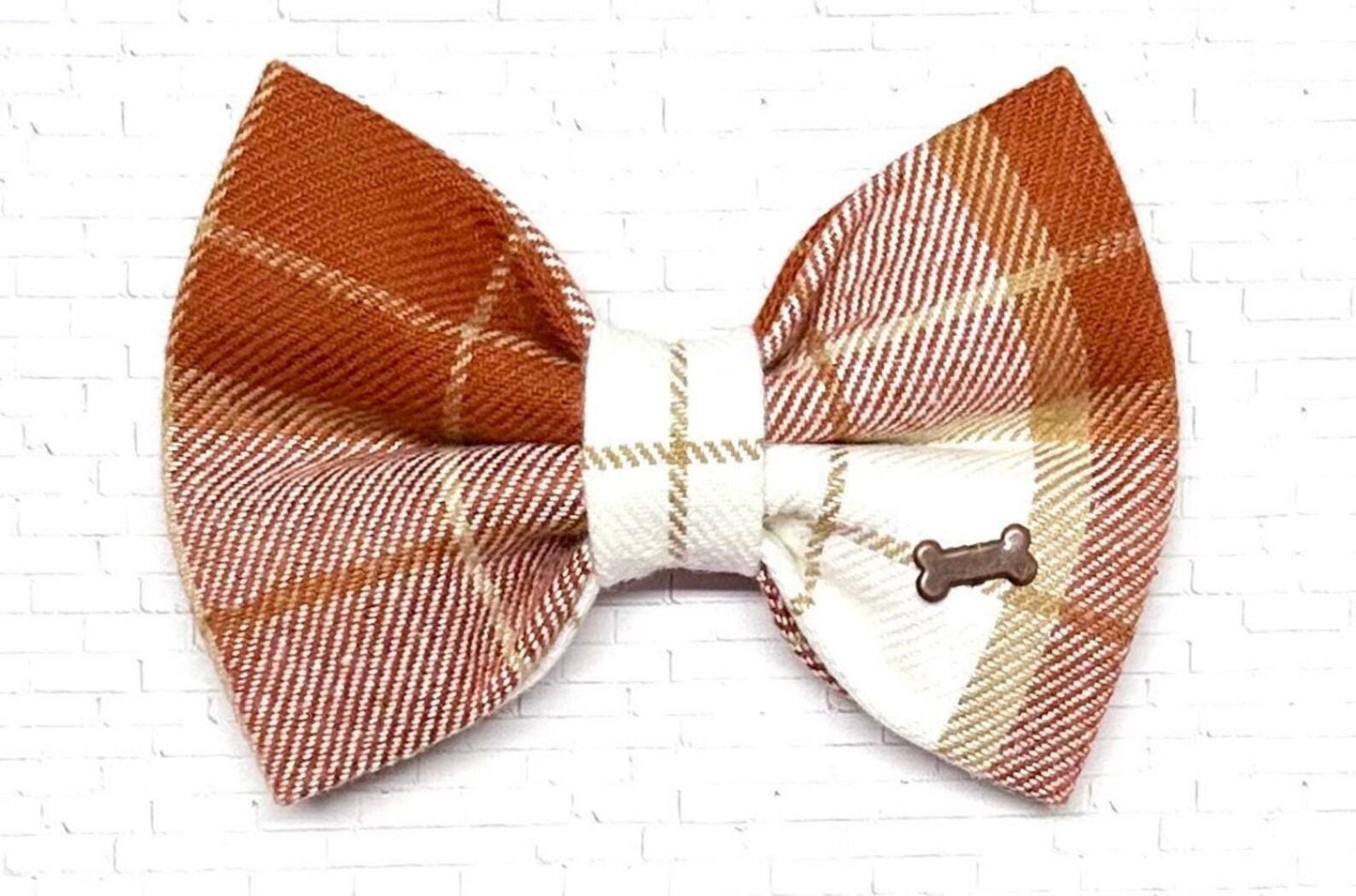 Burnt Orange Plaid Bow Tie