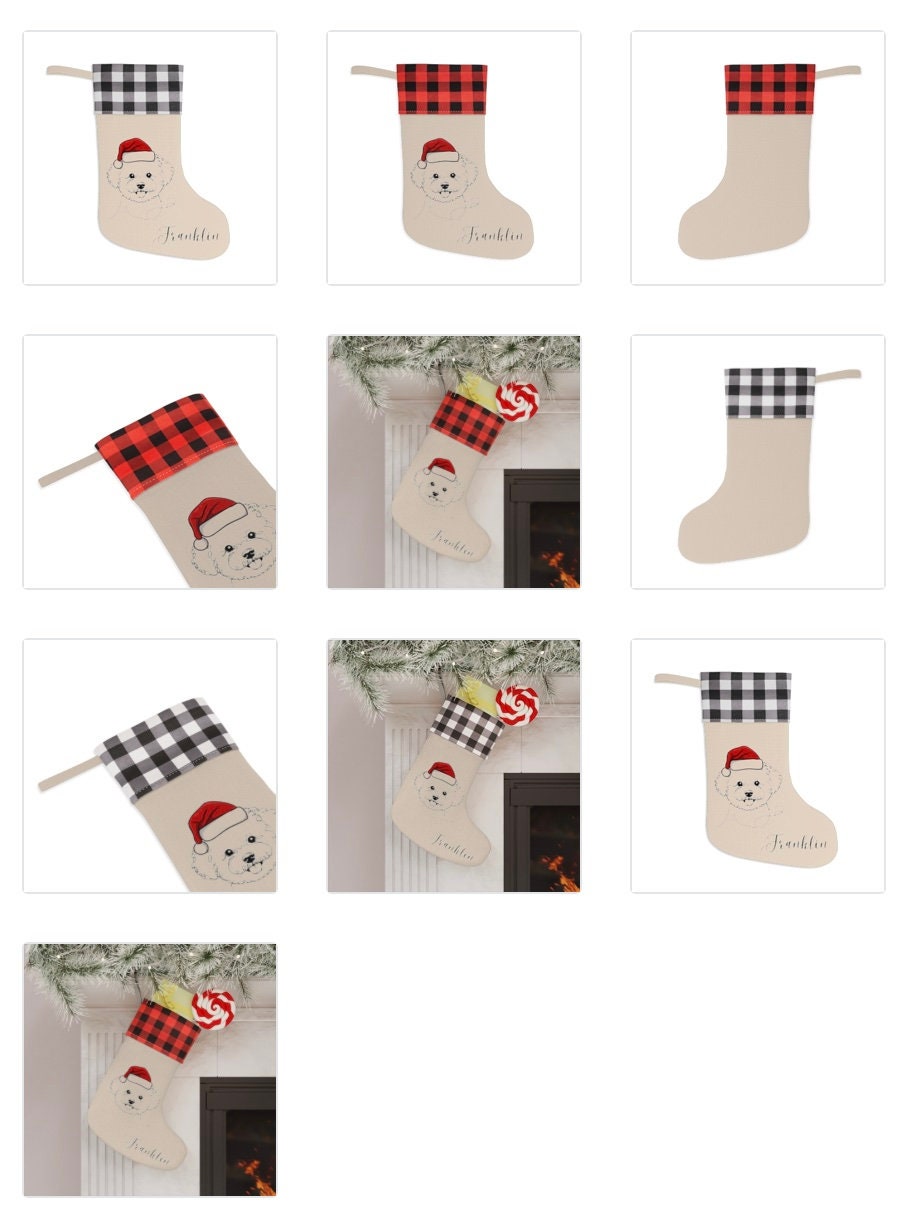 Personalized Bichon Frise Dog Christmas Stocking