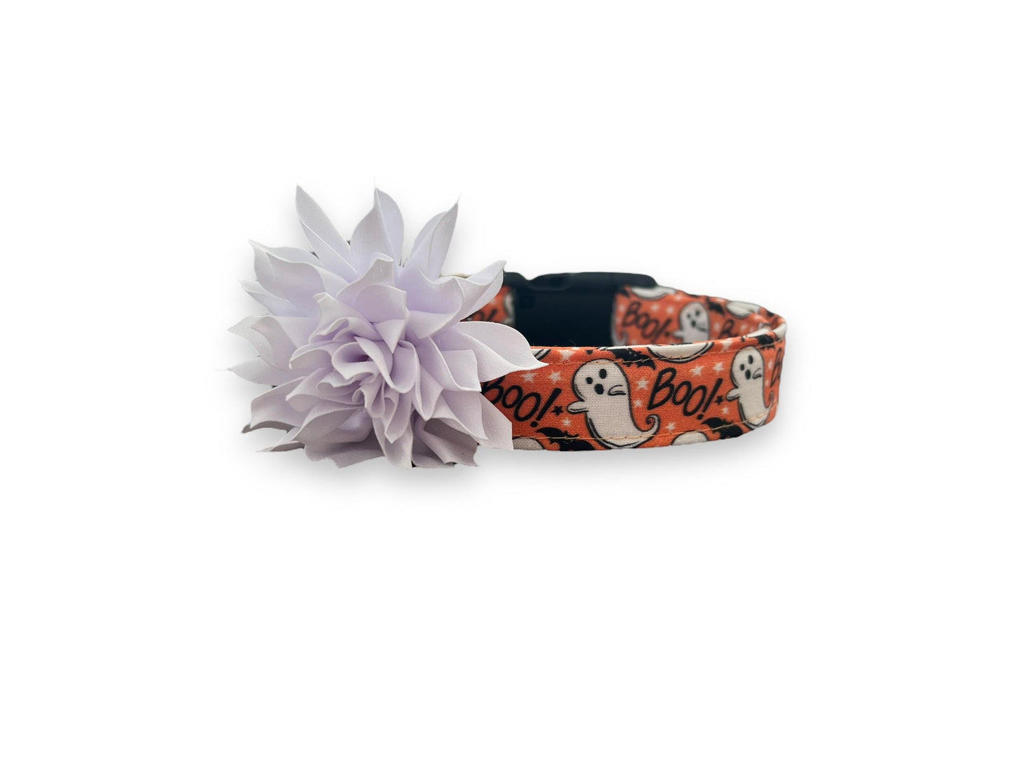 Halloween Dog Collar, Ghost Dog Collar with Flower, Bat Dog Collar, Collar for Halloween, Halloween Collar