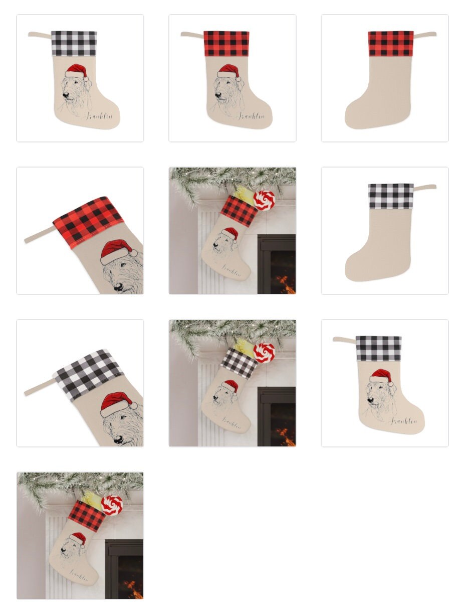 Personalized rish Wolfhound Dog Christmas Stocking