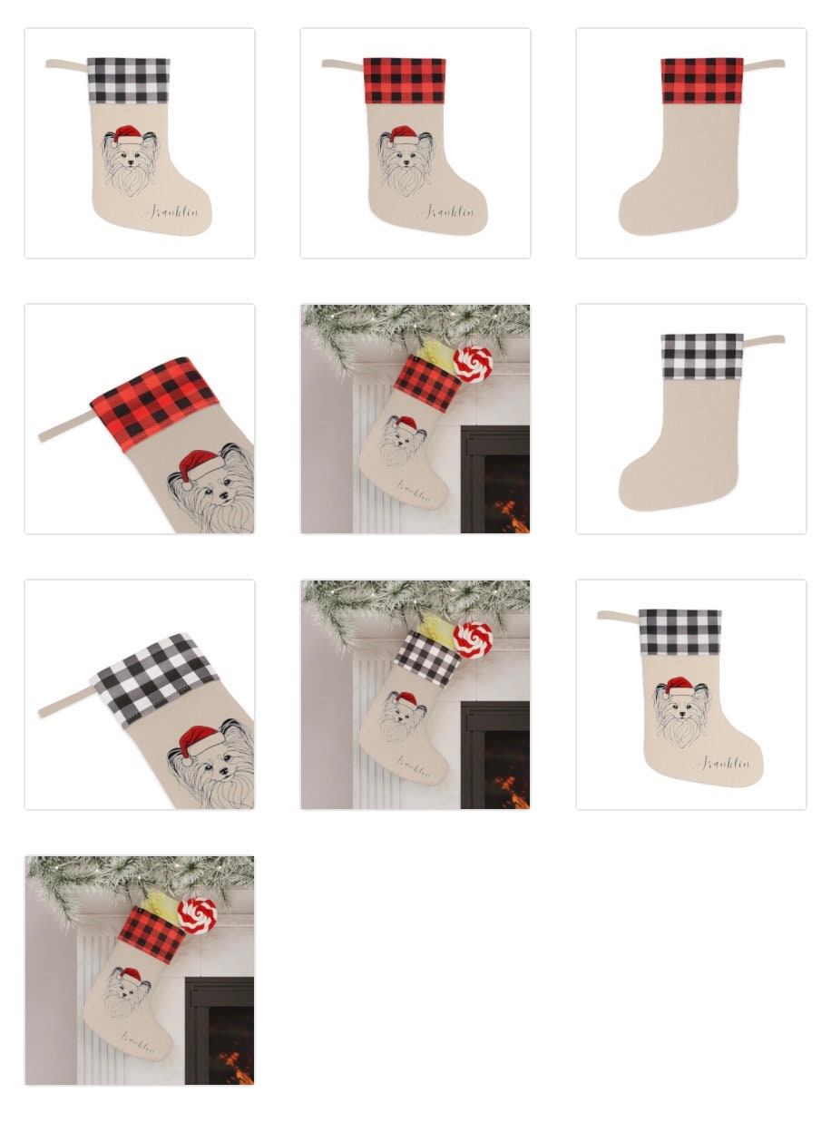 Personalized Papillon Dog Christmas Stocking
