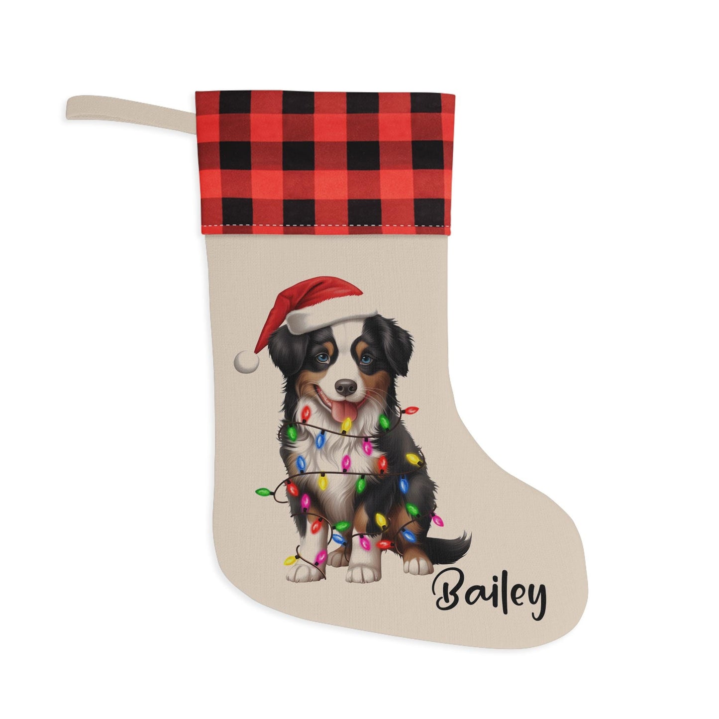 Personalized Miniature American Shepherd Dog Christmas Stocking