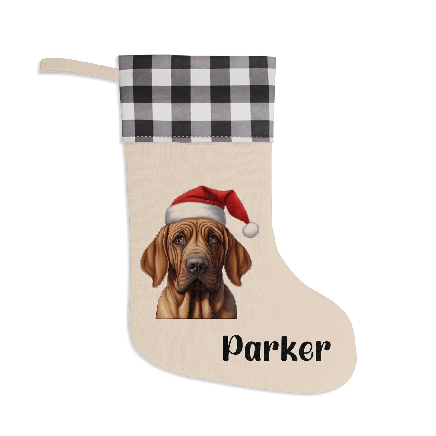 Personalized Blood Hound Dog Christmas Stocking