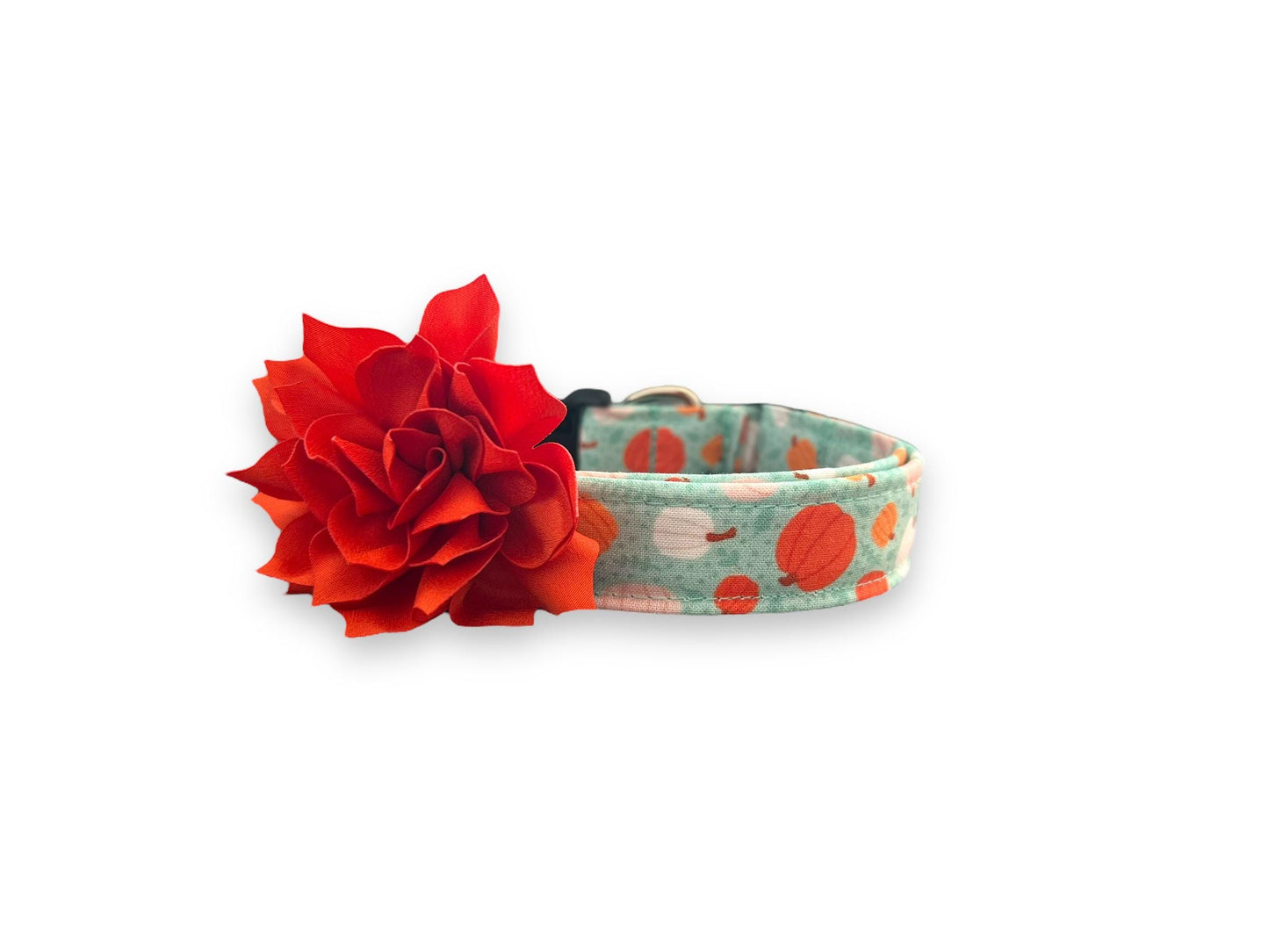 Halloween Dog Collar, Pumpkin Dog Collar with Collar Flower, Aqua Pumpkin Dog Collar, Collar for Halloween, Halloween Collar, Halloween Dog