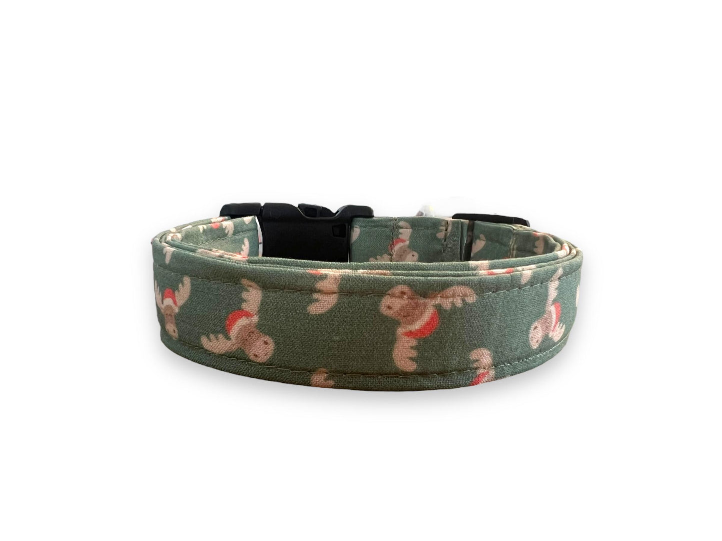 Christmas Dog Collar, Christmas Moose Dog Collar, Winter Dog Collar, Moose in Santa hats