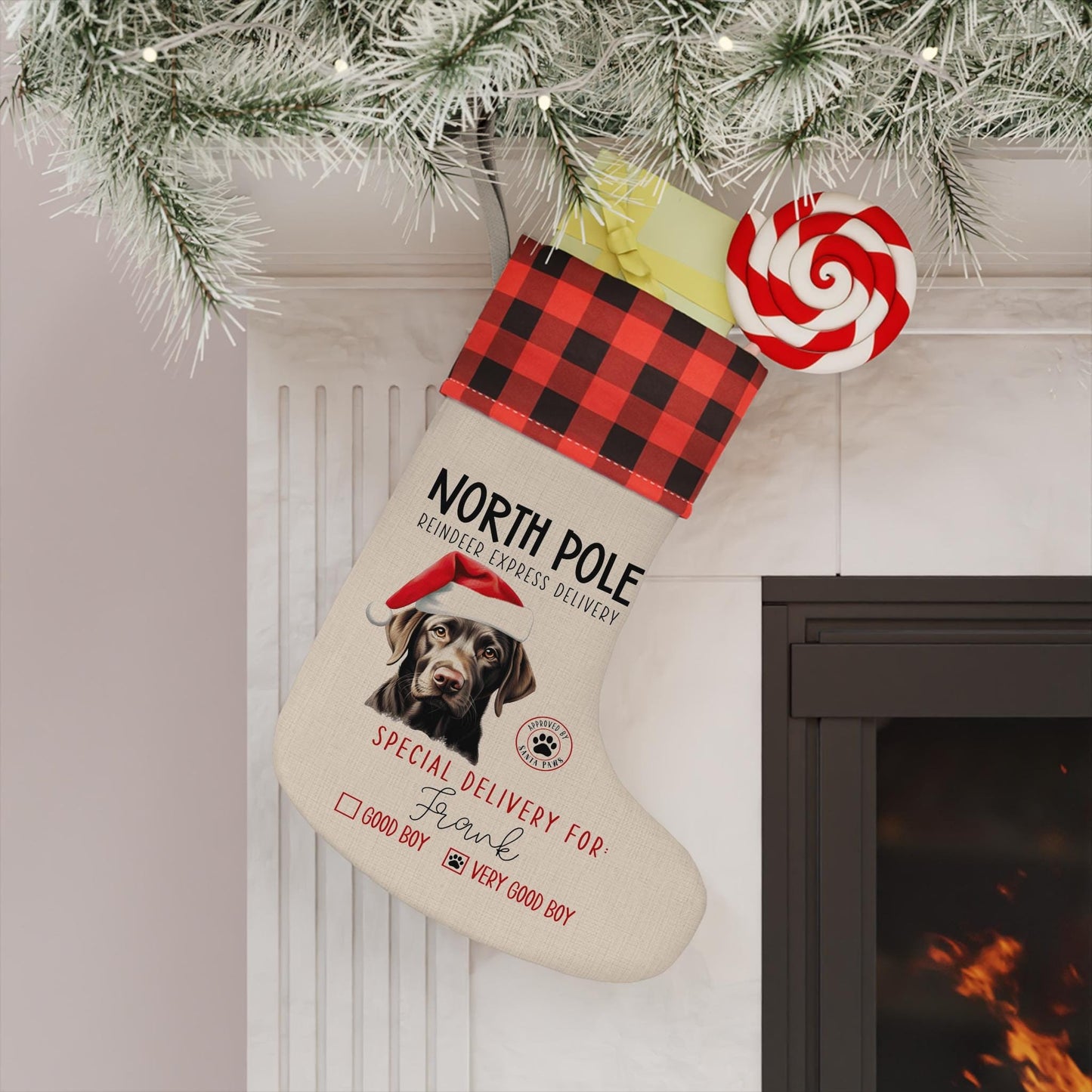 Personalized Chocolate Lab Dog Christmas Stocking