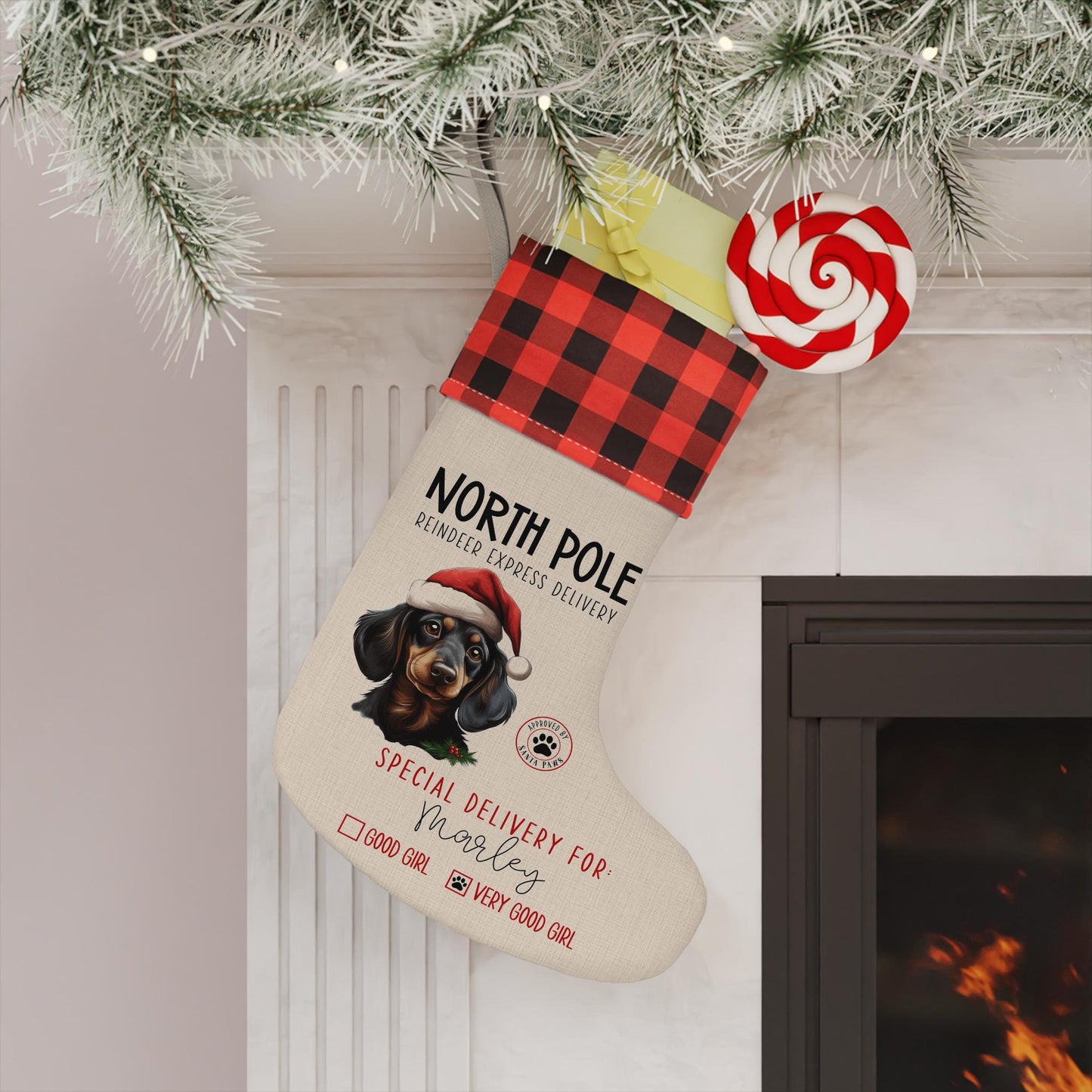 Personalized Dachshund Dog Christmas Stocking