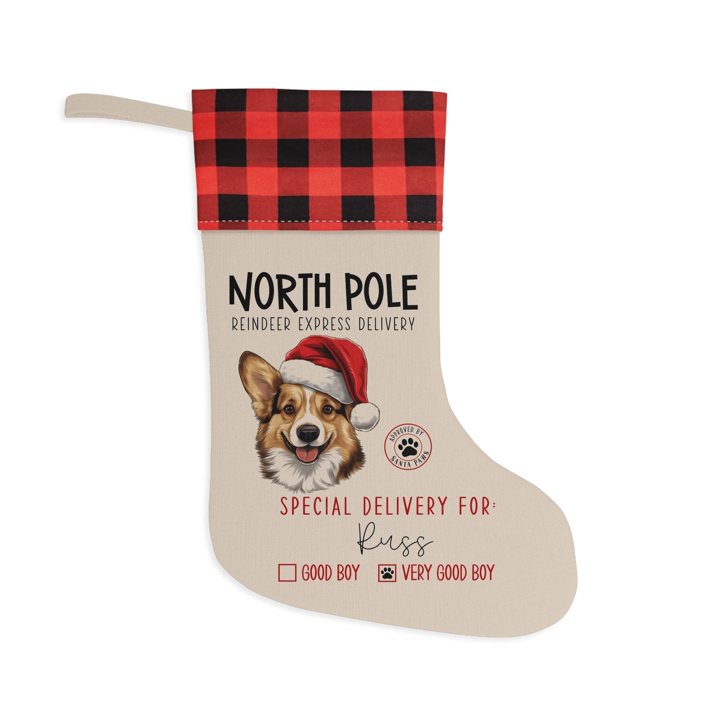 Personalized Corgi Dog Christmas Stocking