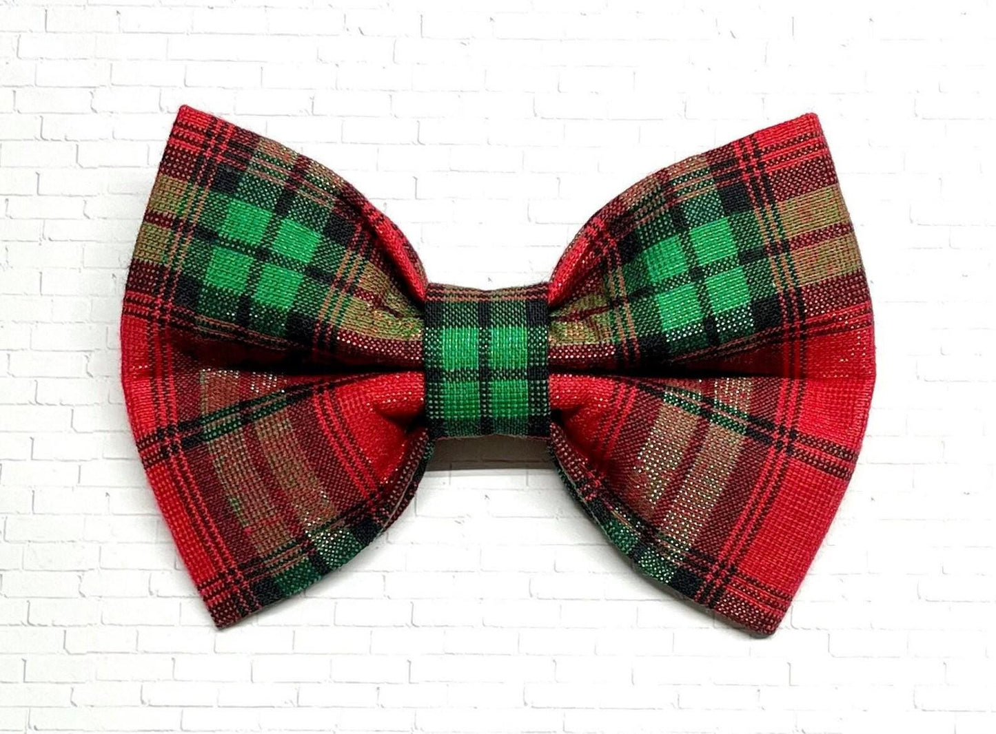Shimmery Christmas Plaid Bow Tie