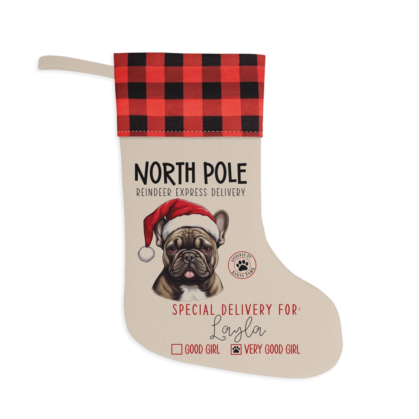 Personalized French Bulldog Christmas Stocking