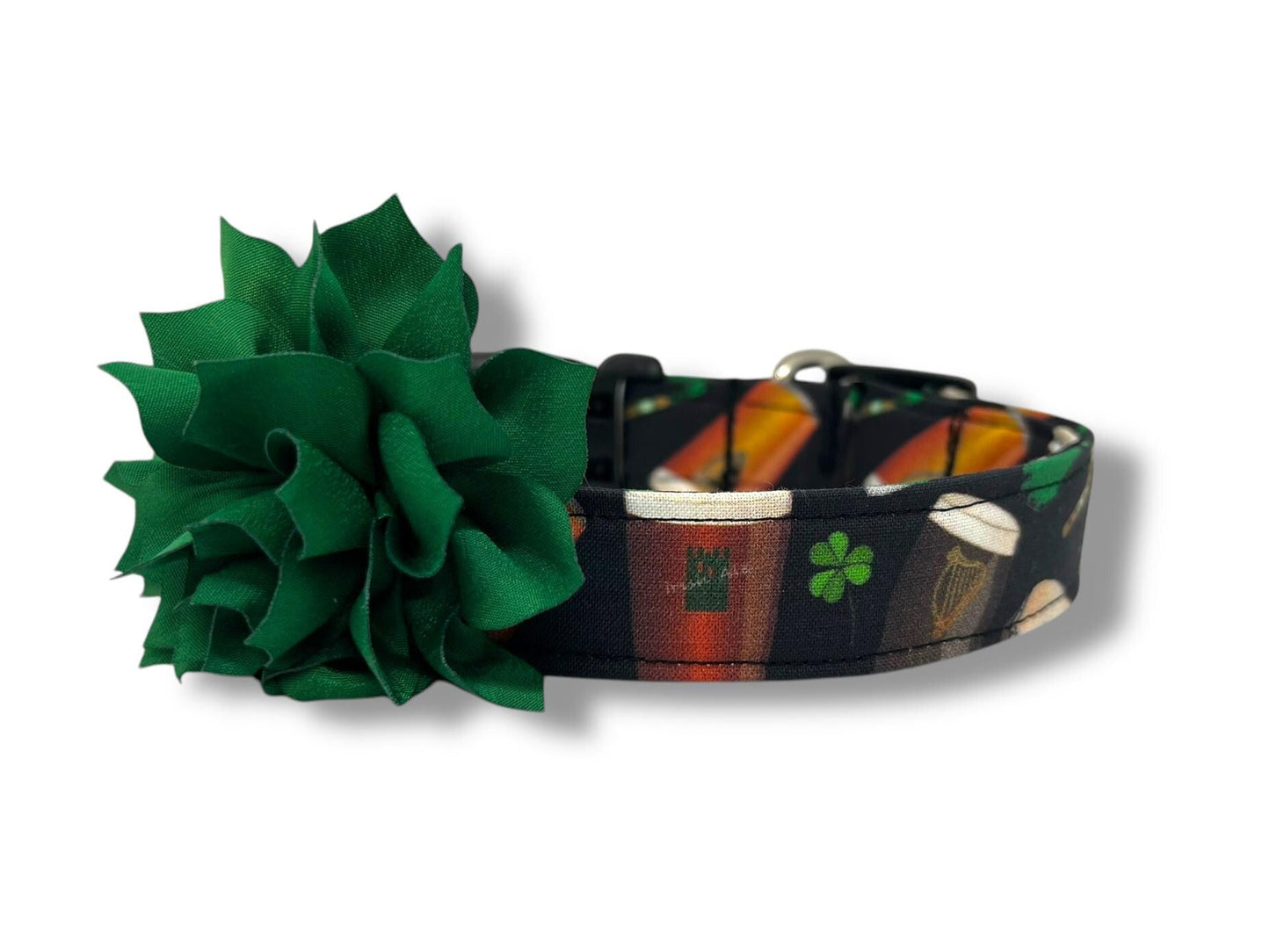 St. Patrick's Day Irish Beer Dog Collar with Flower