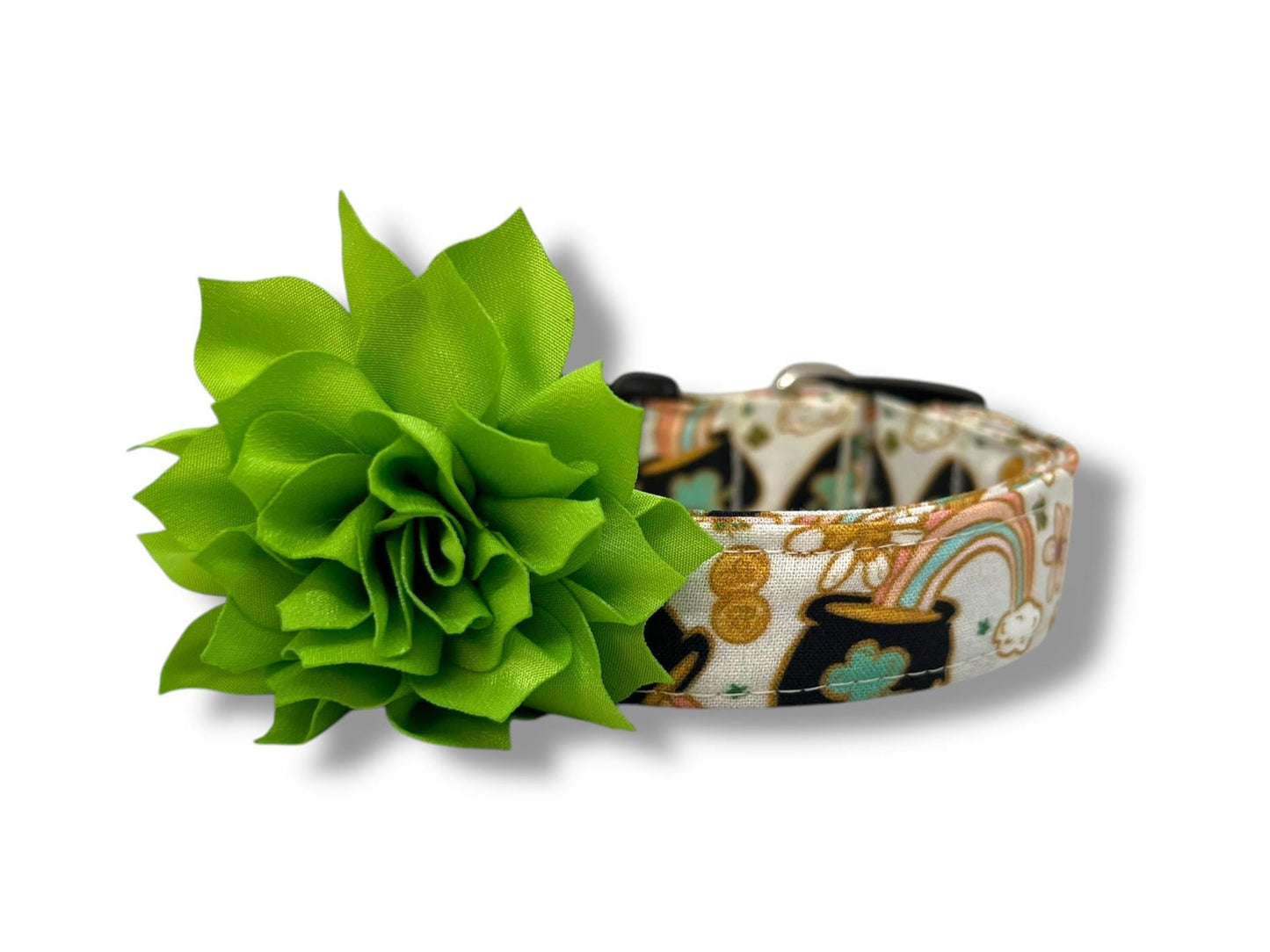 St. Patrick's Day Pot of Gold Dog Collar with Flower