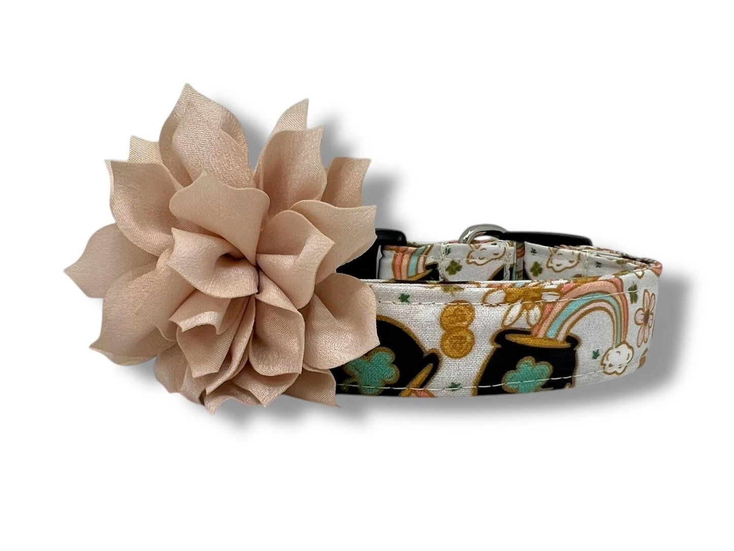 St. Patrick's Day Pot of Gold Dog Collar with Flower