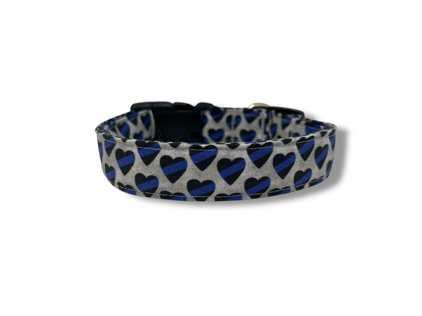 Thin Blue Line Heart Dog Collar