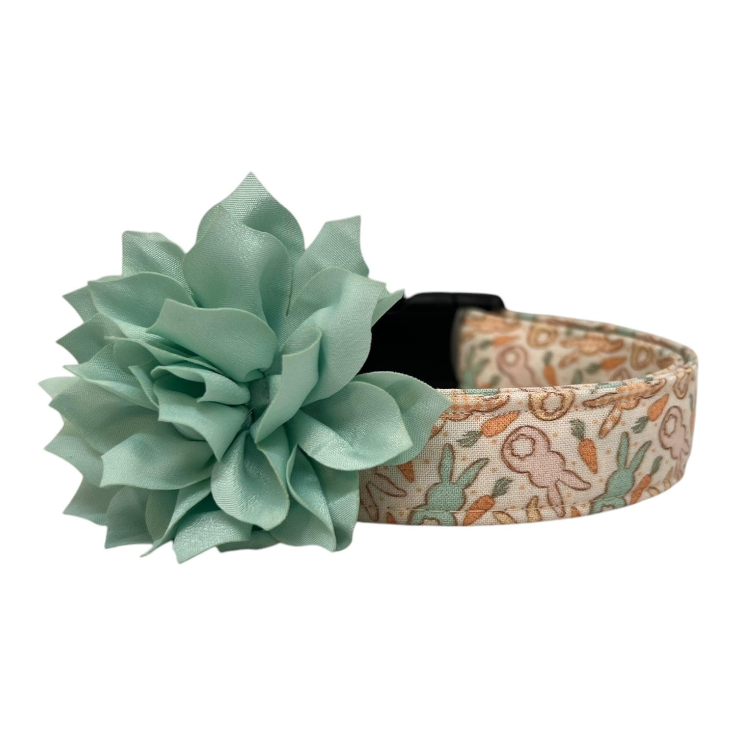 Plaid Easter Bunny and Carrot Dog Collar with Flower