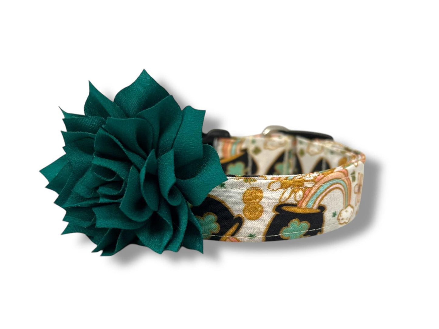 St. Patrick's Day Pot of Gold Dog Collar with Flower