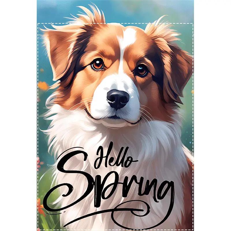 Hello Spring Dog Garden Flag