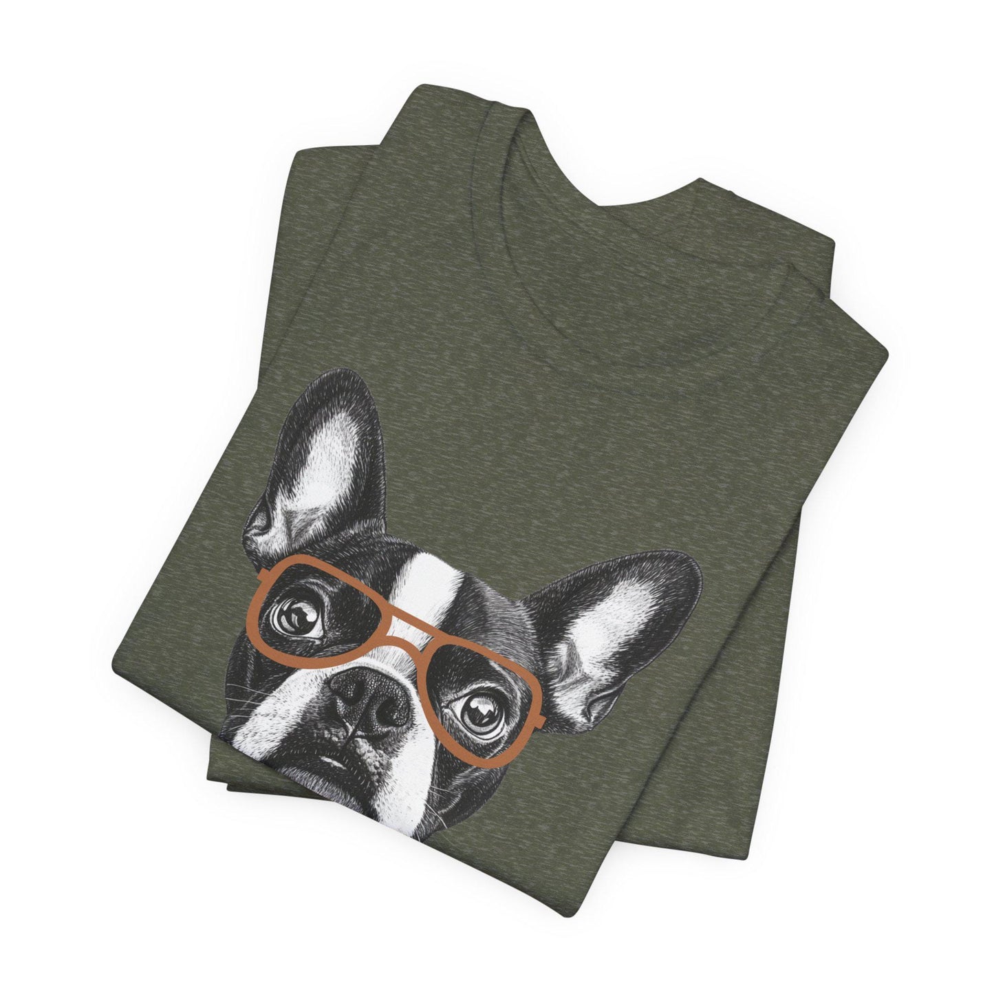 Boston Terrier In Glasses Shirt