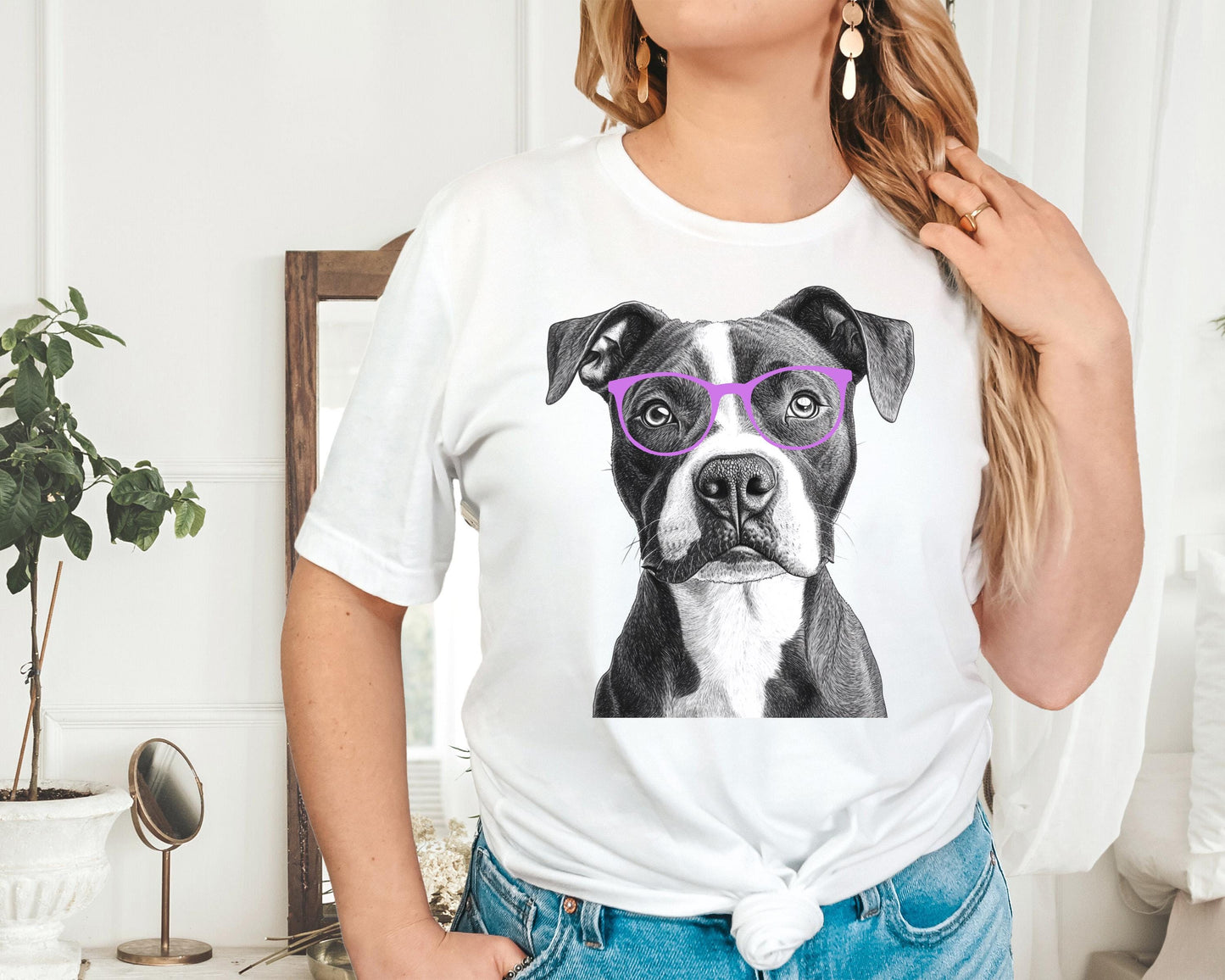 Pit Bull In Glasses Shirt