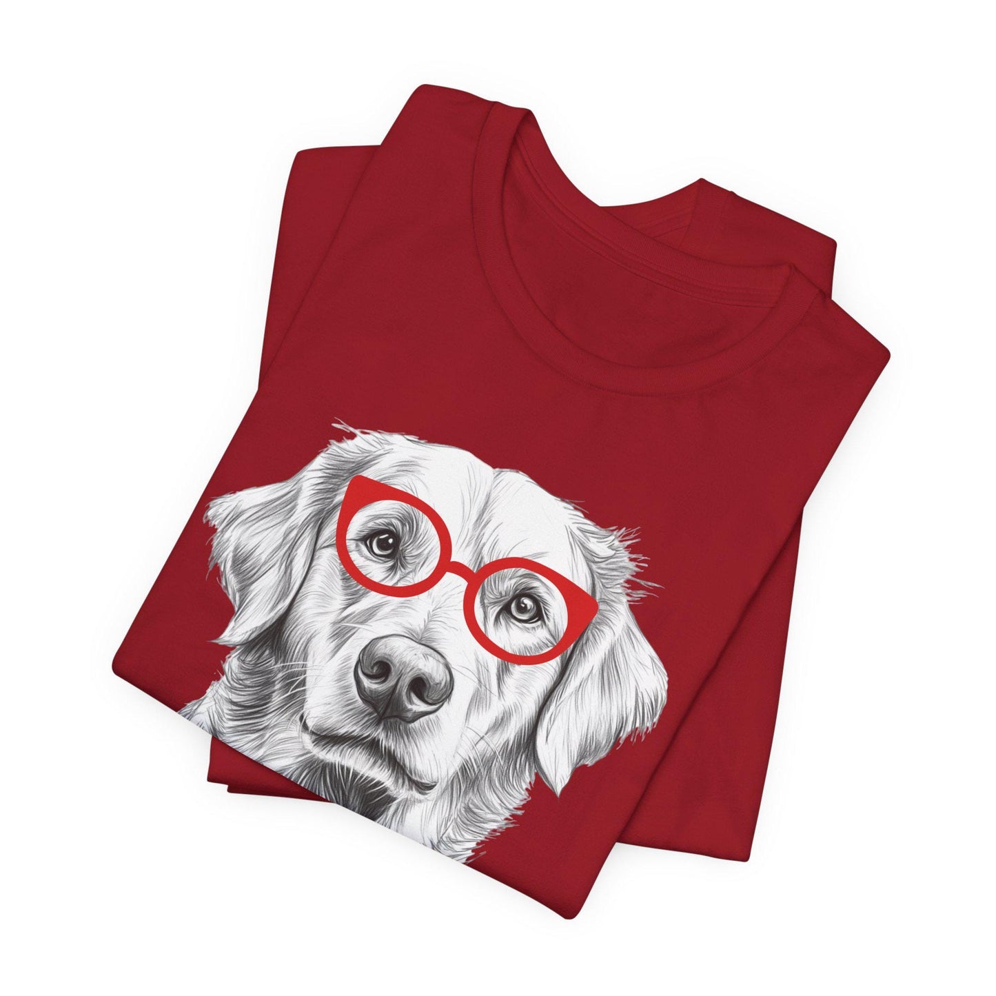 Golden Retriever in Glasses Shirt