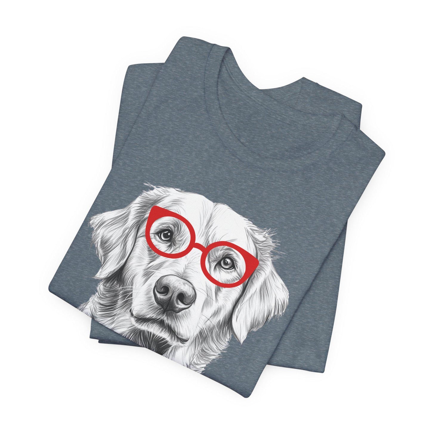 Golden Retriever in Glasses Shirt