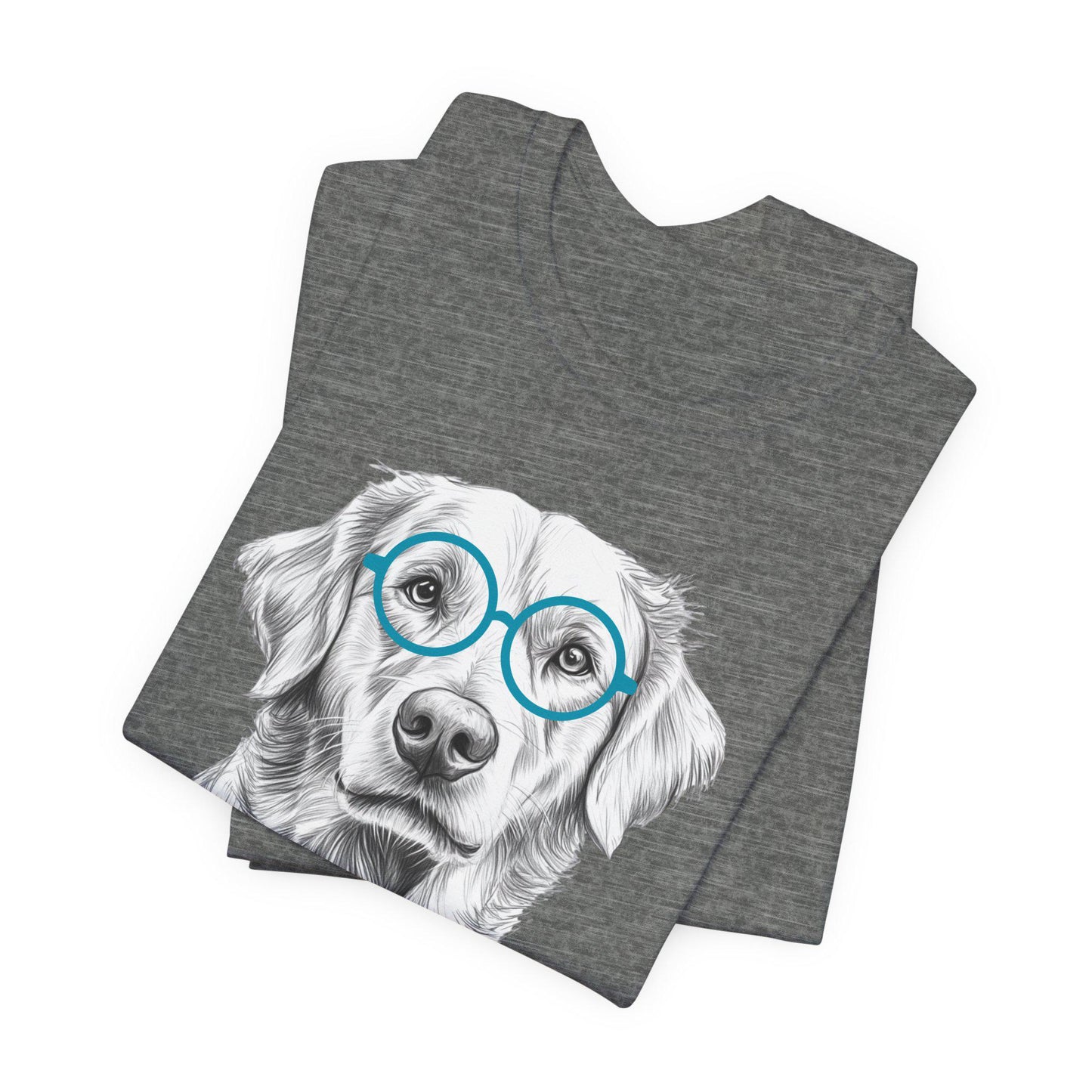 Golden Retriever in Glasses Shirt