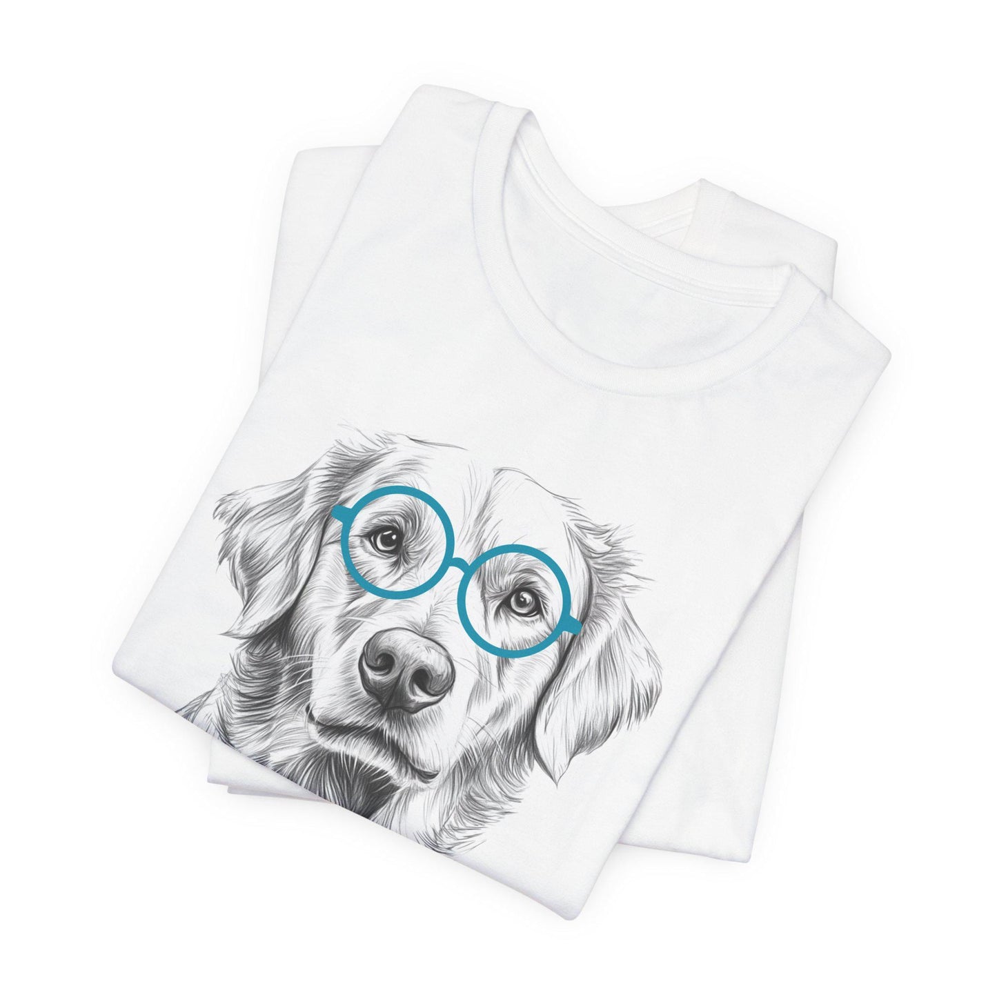 Golden Retriever in Glasses Shirt