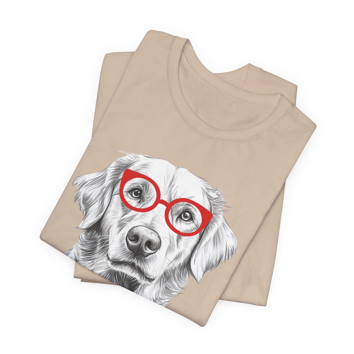 Golden Retriever in Glasses Shirt