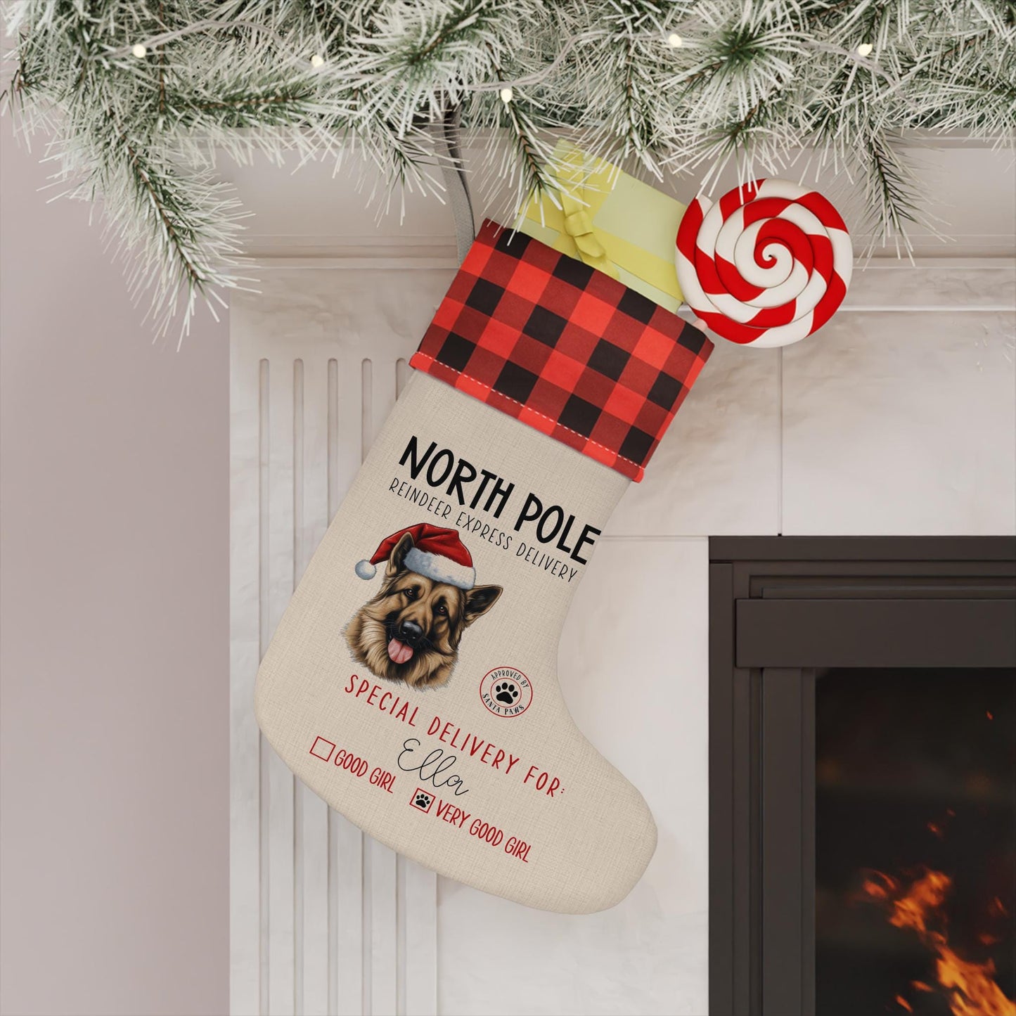 Personalized German Shepherd Christmas Stocking
