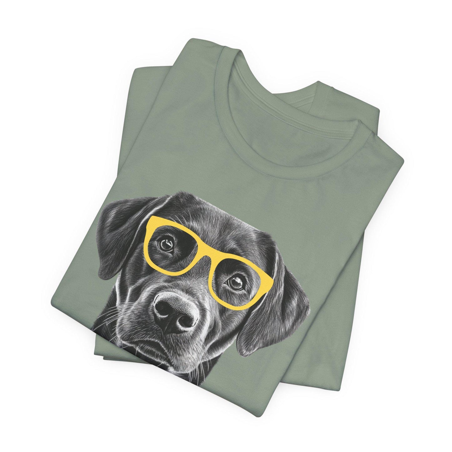 Black Lab in Glasses Shirt