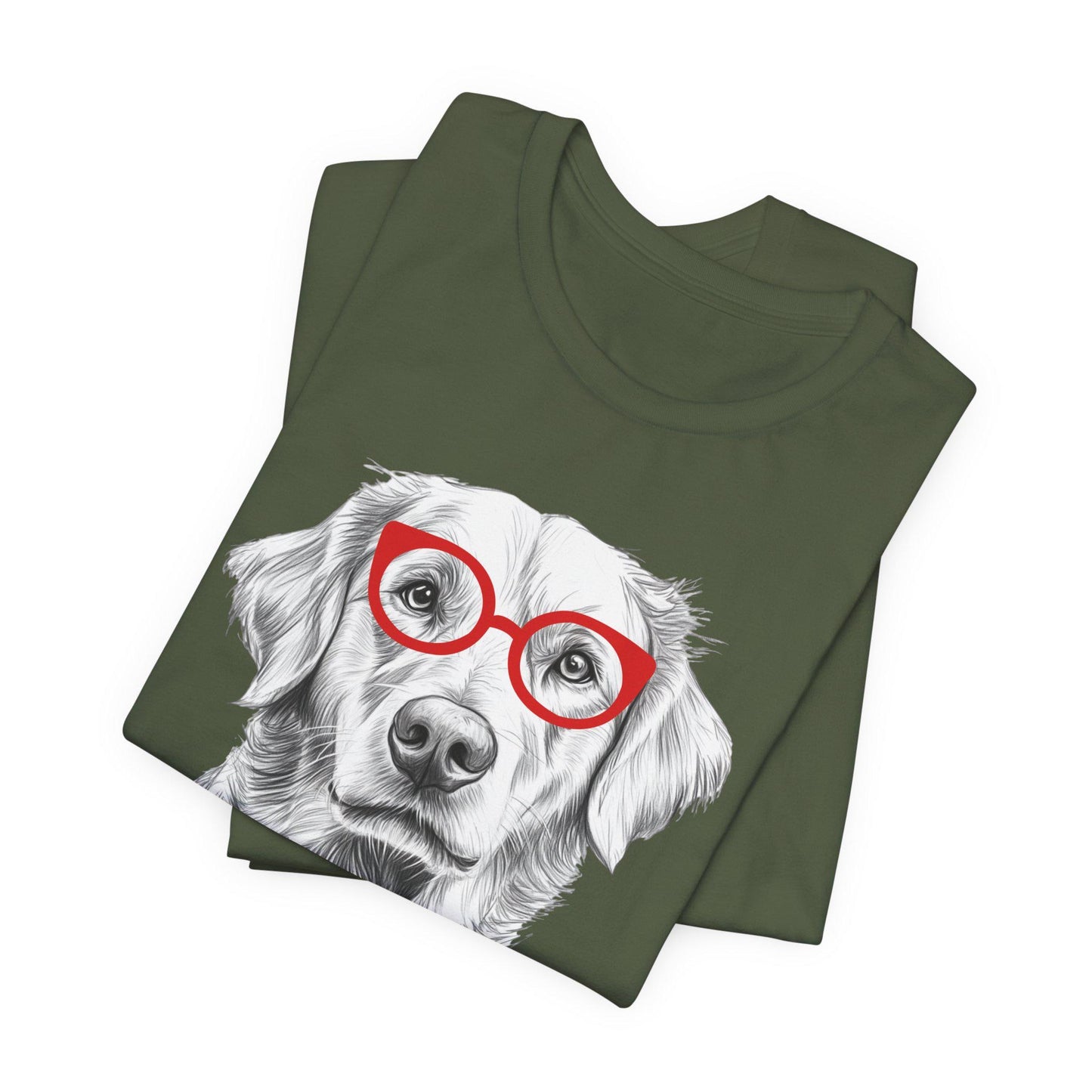 Golden Retriever in Glasses Shirt