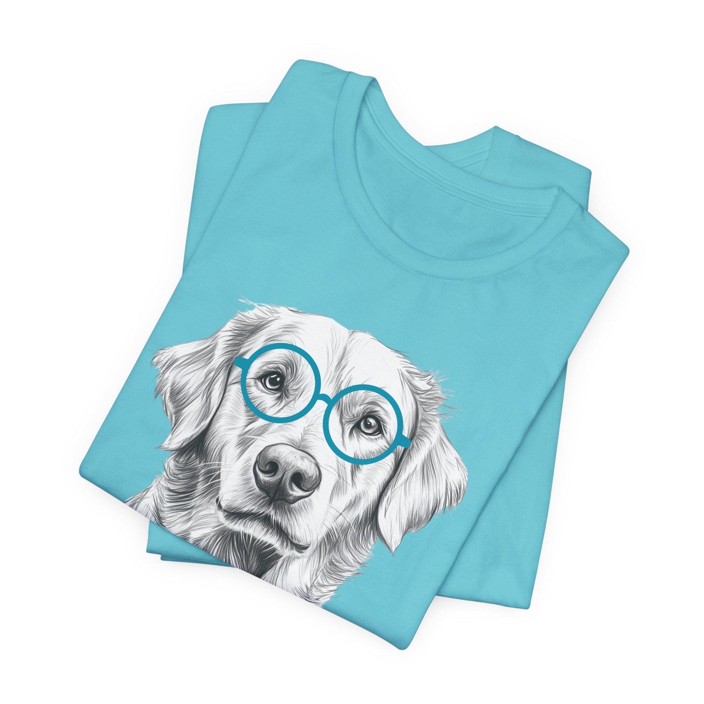 Golden Retriever in Glasses Shirt
