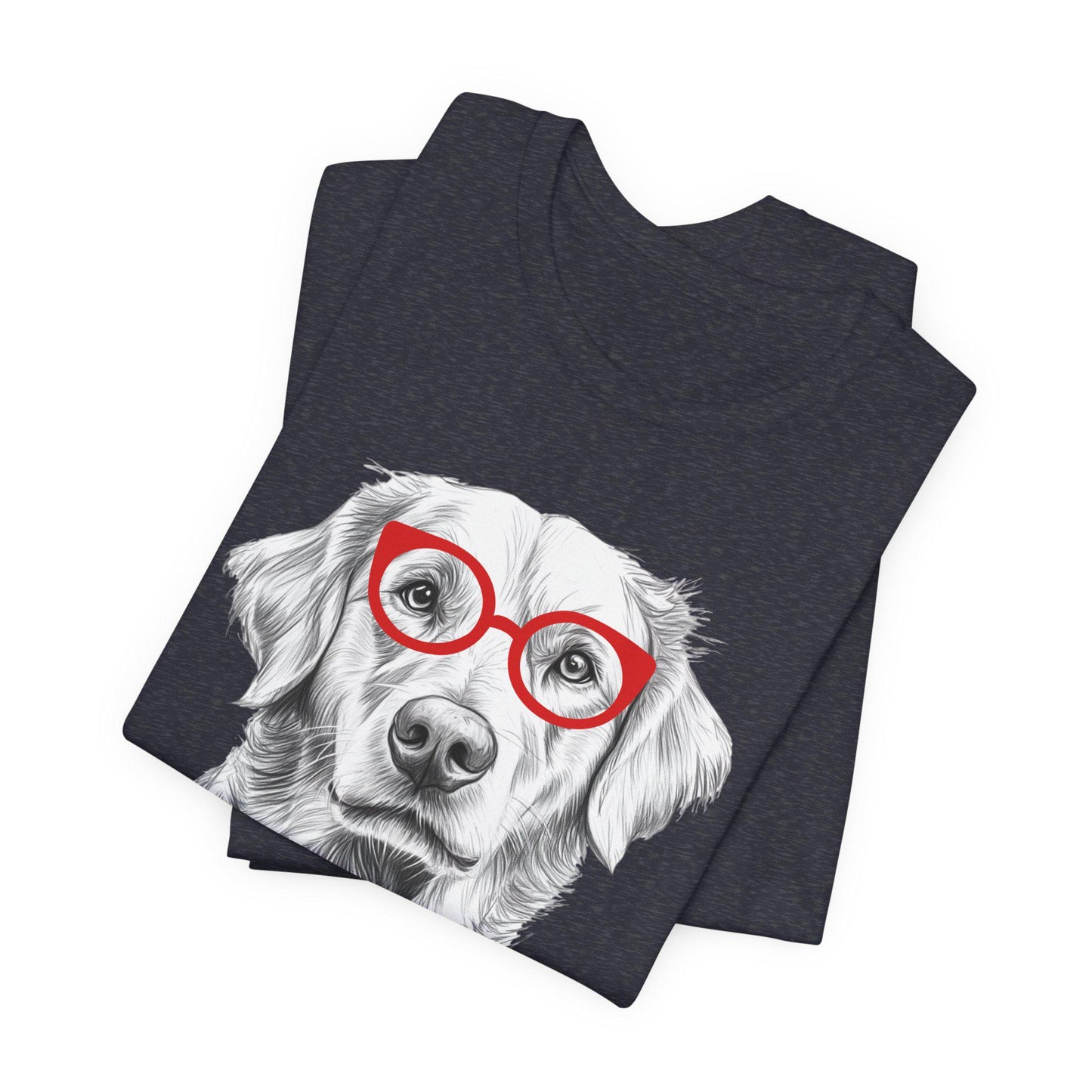 Golden Retriever in Glasses Shirt