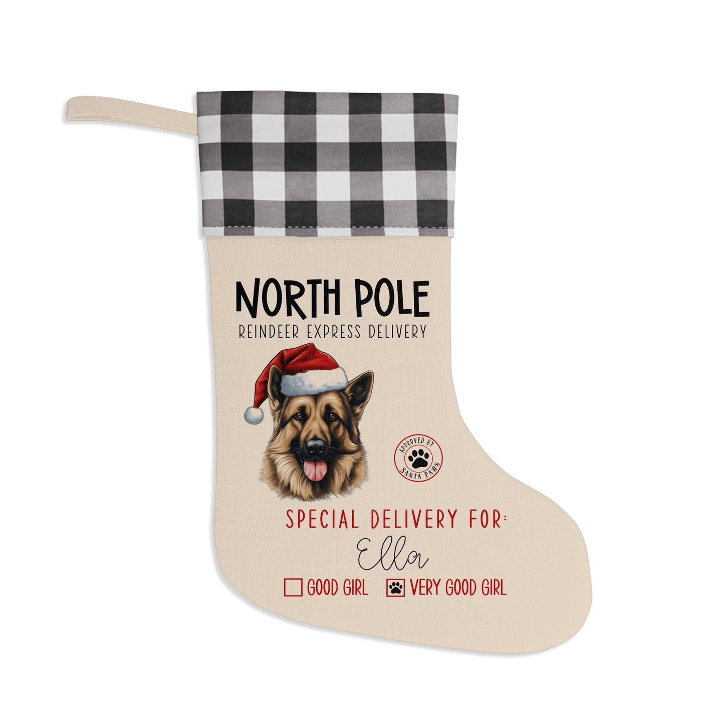 Personalized German Shepherd Christmas Stocking