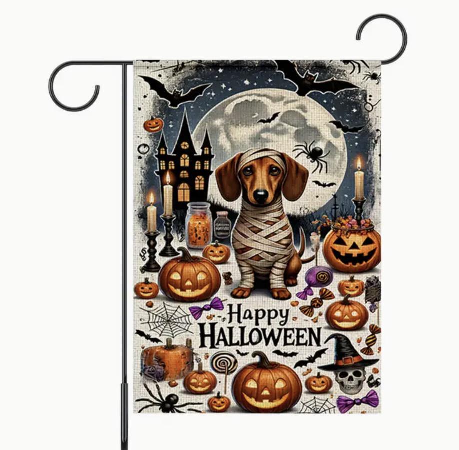 Halloween Dachshund Garden Flag