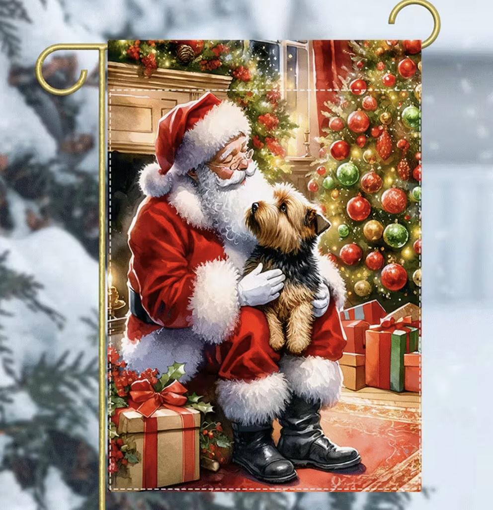 Christmas Yorkie Garden Flag
