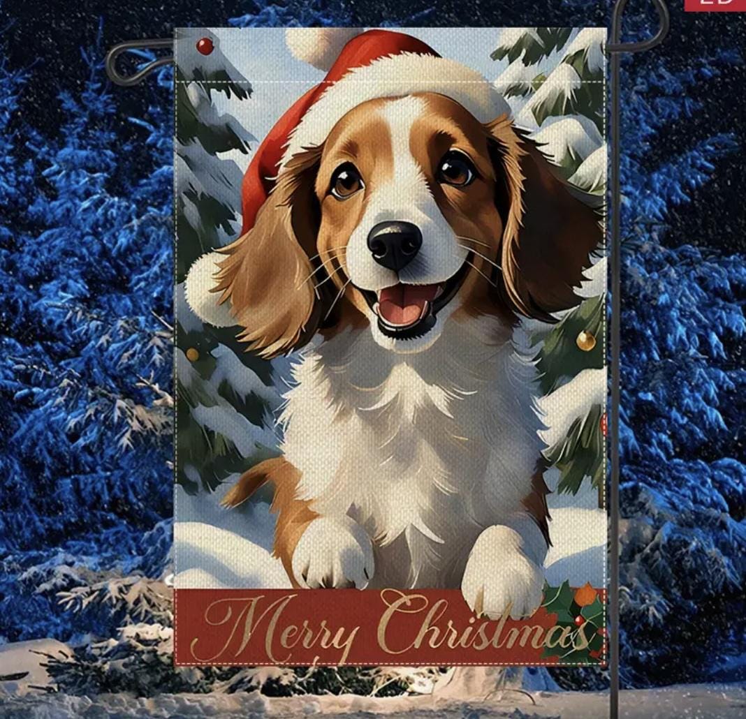 Christmas Spaniel Garden Flag