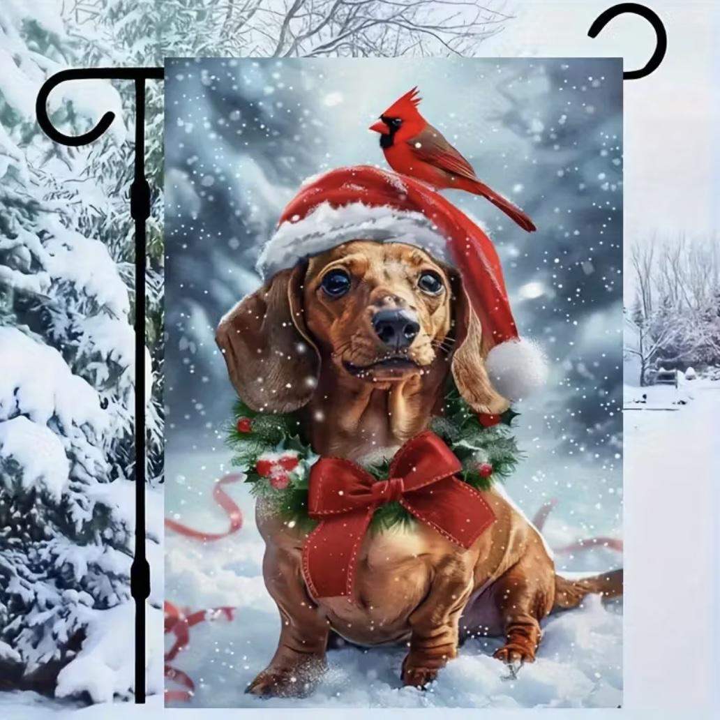 Christmas Dachshund Garden Flag
