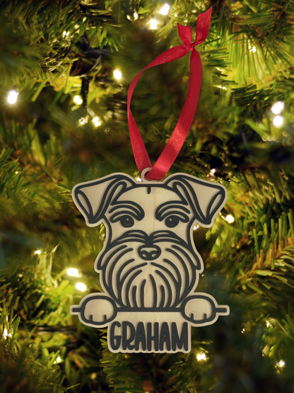 Personalized Peeking Dog Christmas Ornament
