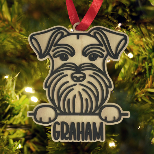Personalized Peeking Dog Christmas Ornament