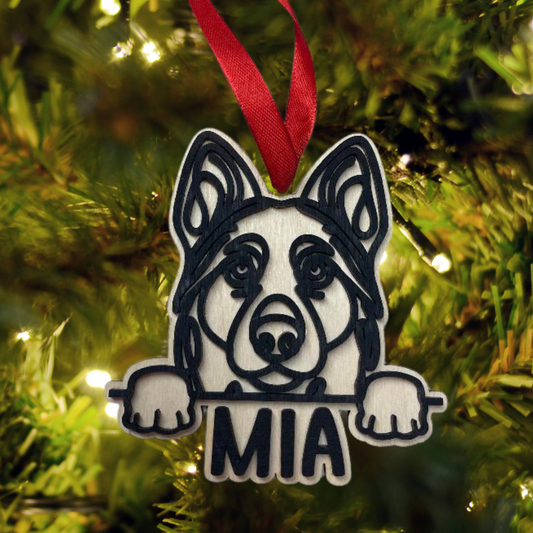 Personalized Peeking Dog Christmas Ornament