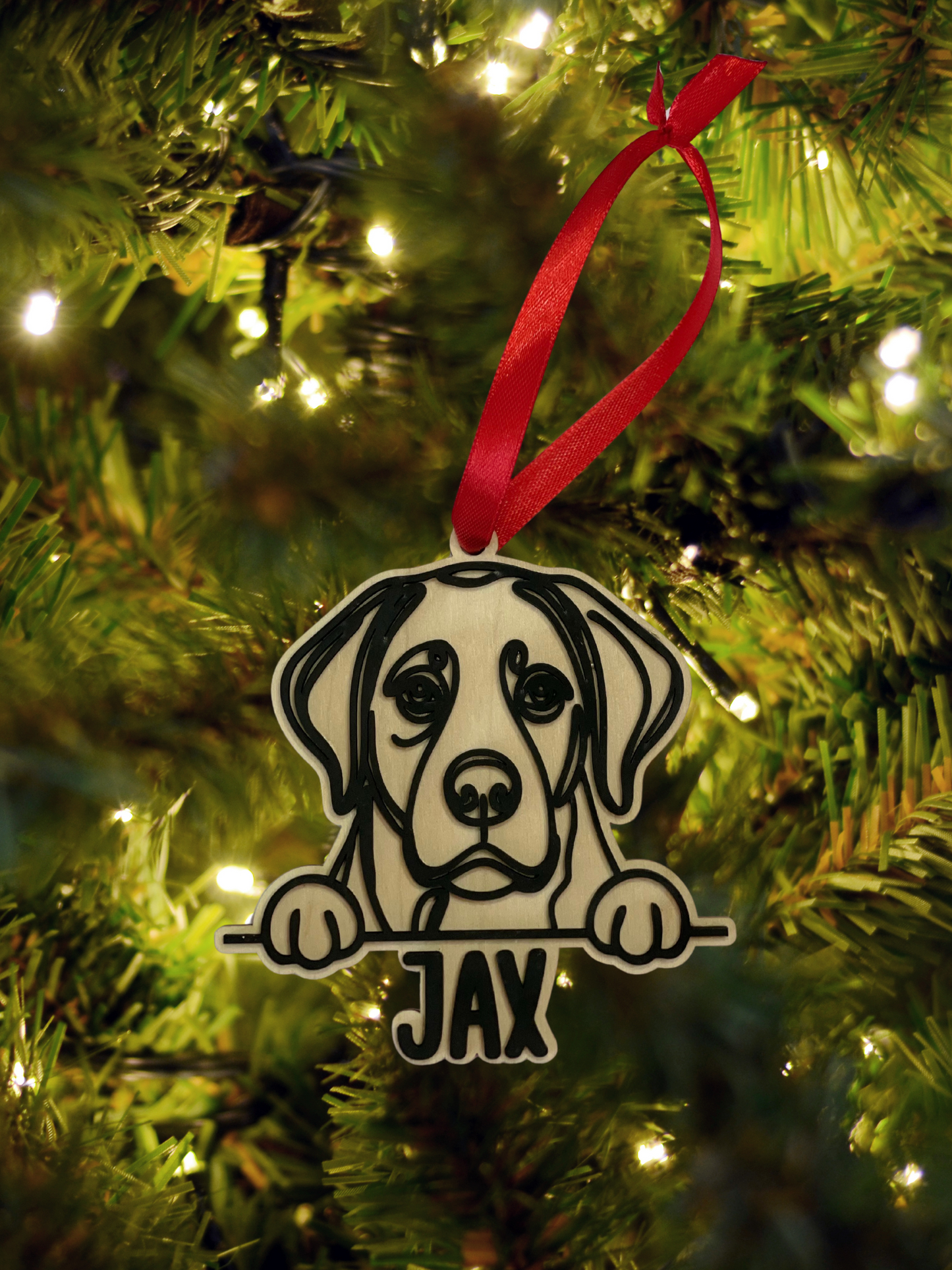 Personalized Peeking Dog Christmas Ornament