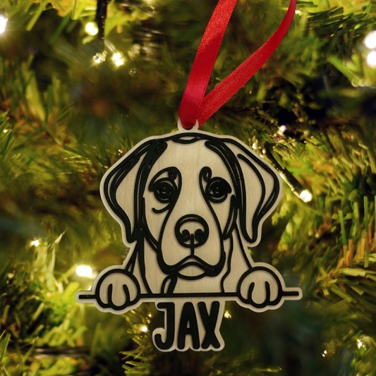 Personalized Peeking Dog Christmas Ornament