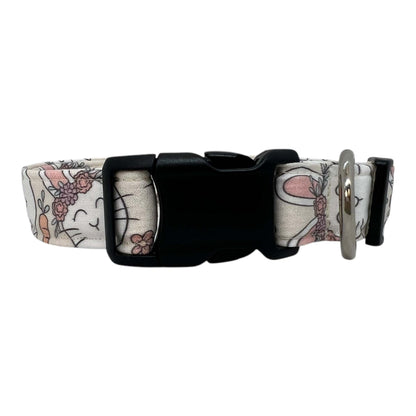 Pastel Easter bunny dog collar with embellishment and flower crowns.