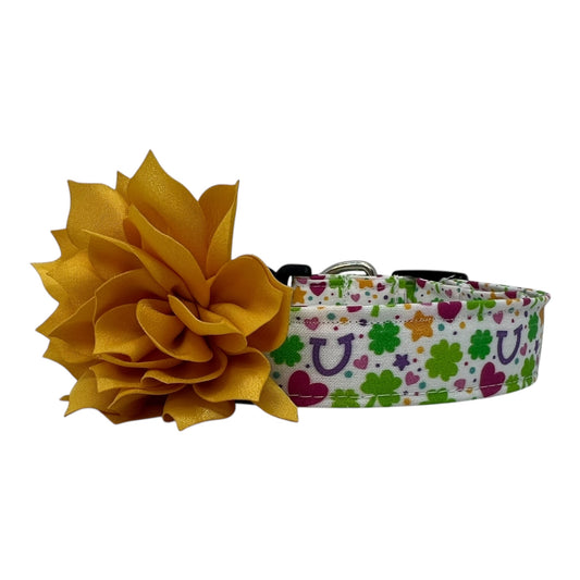 St. Patrick's Day Marshmallow Dog Collar with Flower