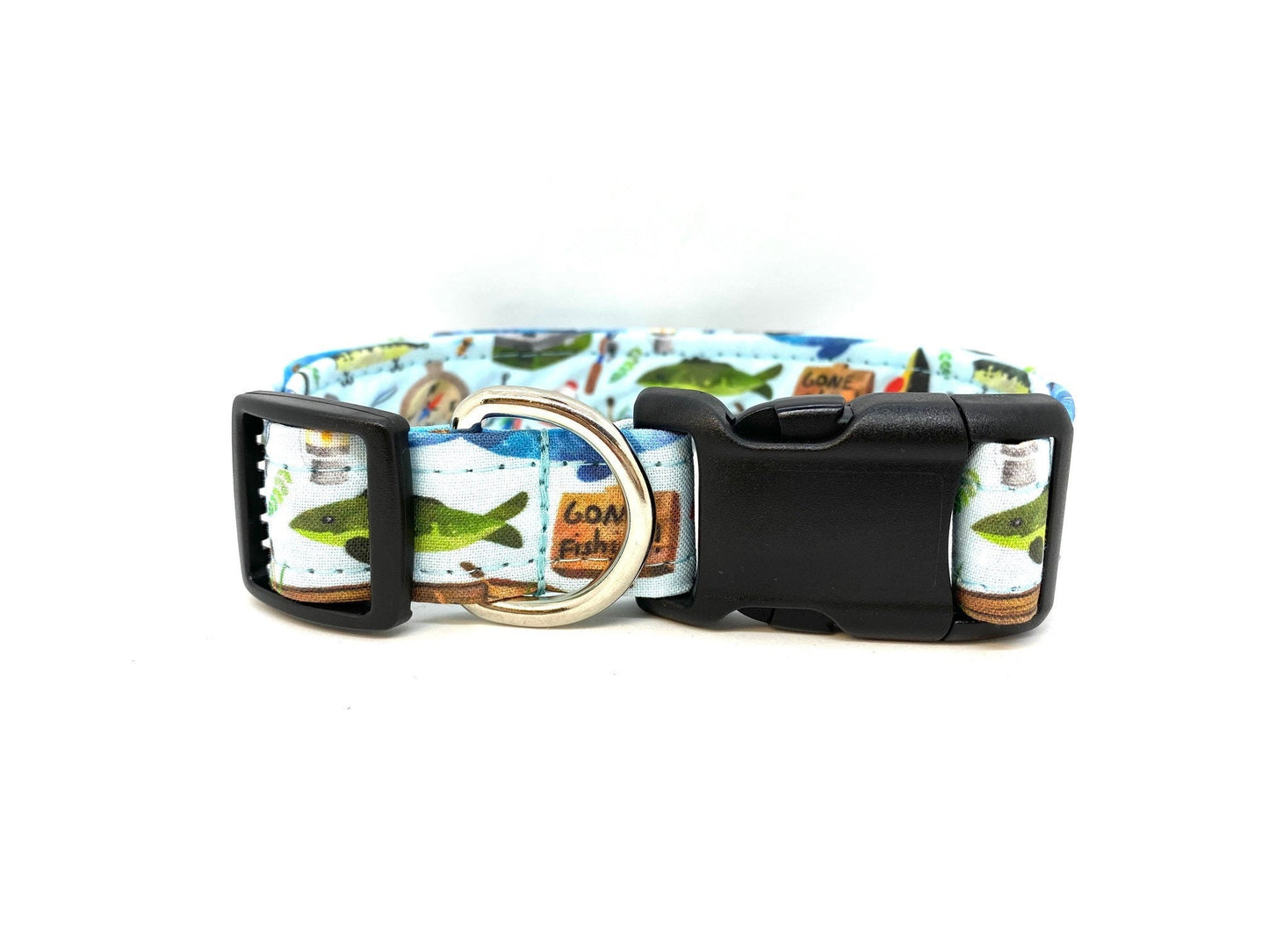 Fish Dog Collar,  Fishing Dog Collar, Lake Fishing Dog Collar, Gone Fishing Dog Collar, Summer Dog Collar, Fishing Boat Dog Collar
